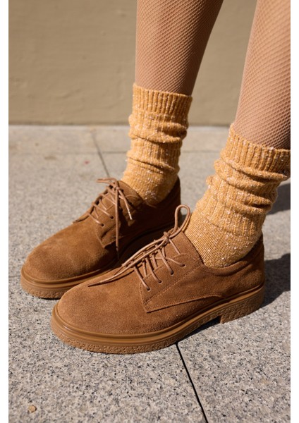 Lech Kadın Kahve Gercek Suet Loafer Bagcıklı Ayakkabi