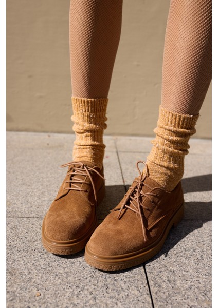 Lech Kadın Kahve Gercek Suet Loafer Bagcıklı Ayakkabi