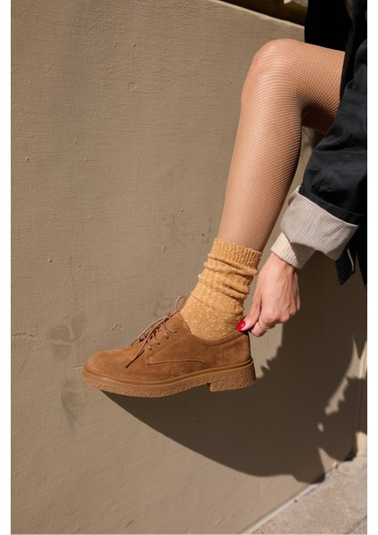 Lech Kadın Kahve Gercek Suet Loafer Bagcıklı Ayakkabi