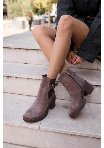 Karol Kadın Siyah Gercek Deri Kalin Topuklu Bot modelleri