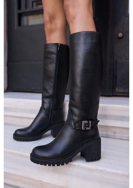 Teodor Kadin Kahverengi̇ Toka Detay Gercek Deri̇ Çi̇zme