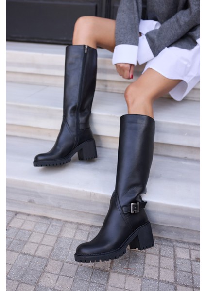 Teodor Kadin Kahverengi̇ Toka Detay Gercek Deri̇ Çi̇zme