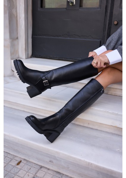 Teodor Kadin Kahverengi̇ Toka Detay Gercek Deri̇ Çi̇zme