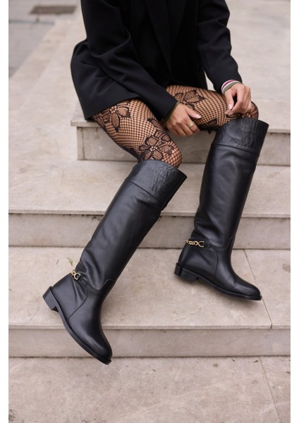 Scarles Kadın Siyah Gercek Deri Çizme modelleri