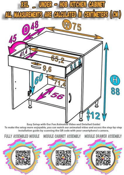 Asel (Xxl) Set Ocak Altı Dolap Tek Çekmece 2 Kapaklı ve 1 Gözlü Tüp Bölmeli Beyaz Dolap 75X88X48 cm indirimleri
