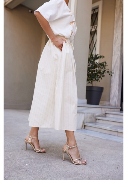 Chuki Kadın Gumus Bantlı Topuklu Sandalket