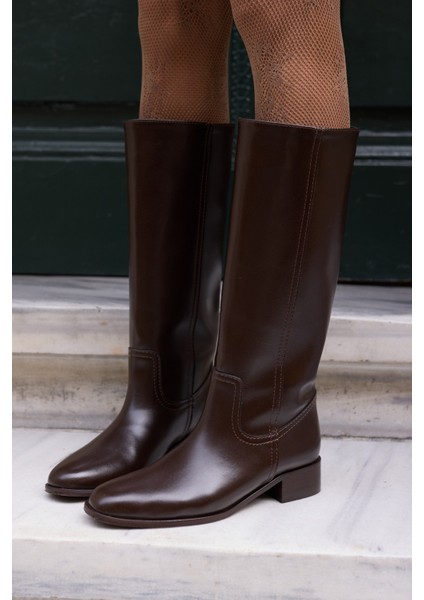 Belins Kadın Kahve Cilt Binici Çizme