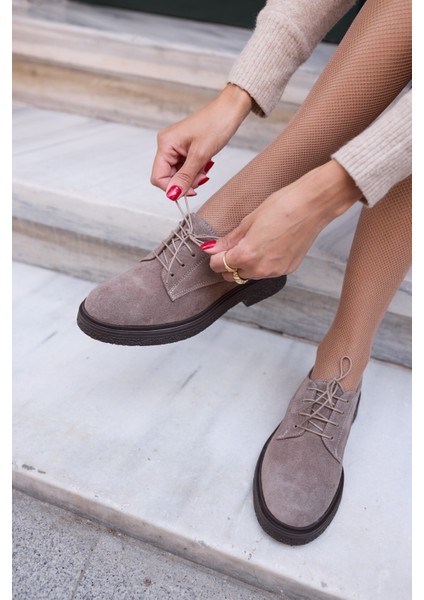 Lech Kadın Kahve Gercek Suet Loafer Bagcıklı Ayakkabi