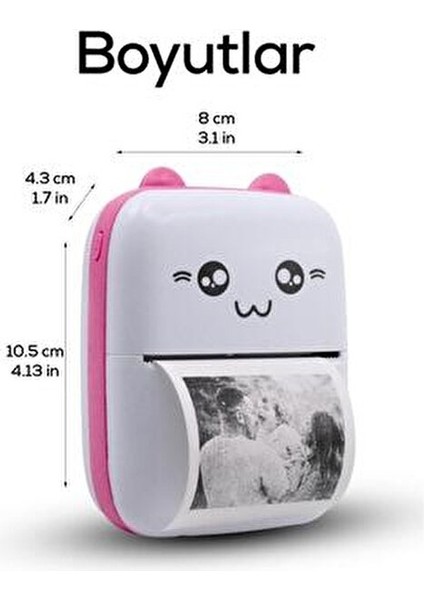 Mini Taşınabilir Yazıcı Bluetooth Bağlantılı Kompakt Tasarım 1 Adet