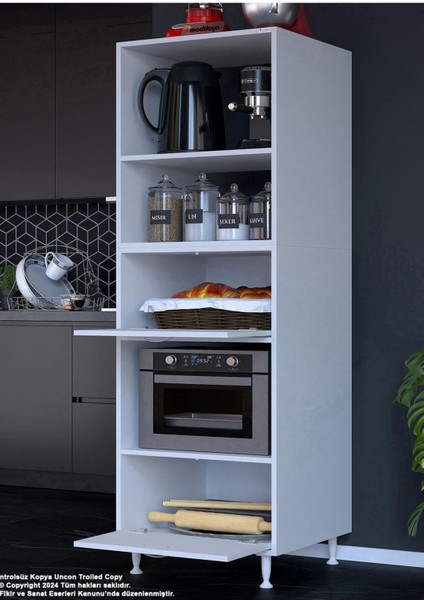 Silva Loya 59,6 x 194,6 x 56 cm 2 Kapaklı Ankastre Fırın ve Mutfak Dolabı