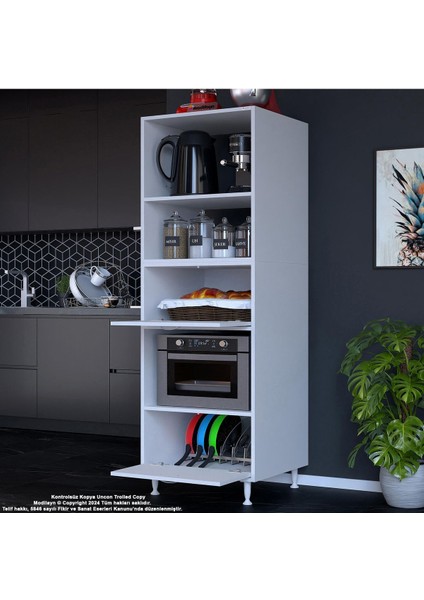 Silva Loya 59,6 x 194,6 x 56 cm 2 Kapaklı Ankastre Fırın ve Mutfak Dolabı