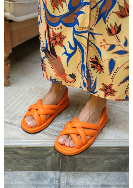 Marciya Kadin Orange Pofuduk Sandalet modelleri