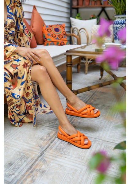 Marciya Kadin Orange Pofuduk Sandalet