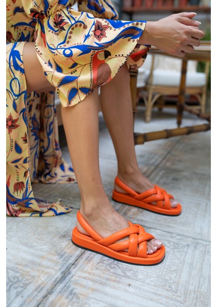 Marciya Kadin Orange Pofuduk Sandalet