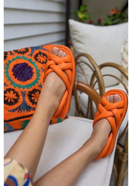 Marciya Kadin Orange Pofuduk Sandalet