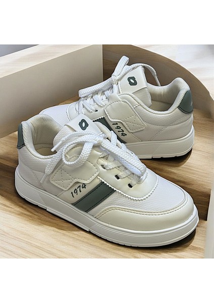 Düz Taban Sneaker Kız Erkek Ipli Kremrenk Çocuk Günlük Spor Ayakkabı