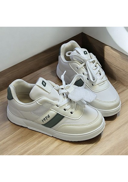 Düz Taban Sneaker Kız Erkek Ipli Kremrenk Çocuk Günlük Spor Ayakkabı fırsatları