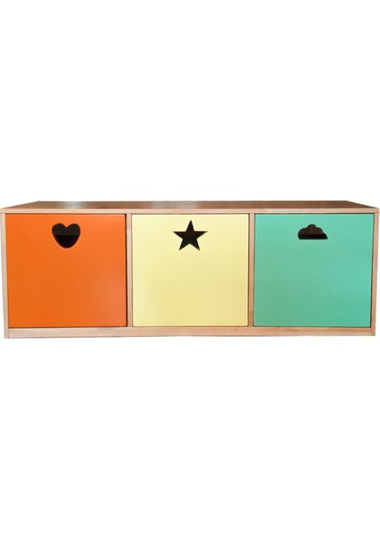 Doğal Ahşap Çok Amaçlı Oyuncak Dolabı Kitaplık Oyuncak Saklama Dolabı