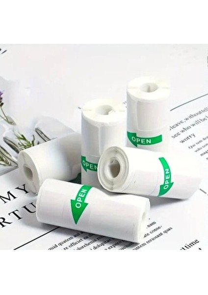 Mini Yazıcı Rulosu Yapışkanlı 5 Adet Beyaz Bluetooth Bağlantılı Taşınabilir Yazıcı indirimleri