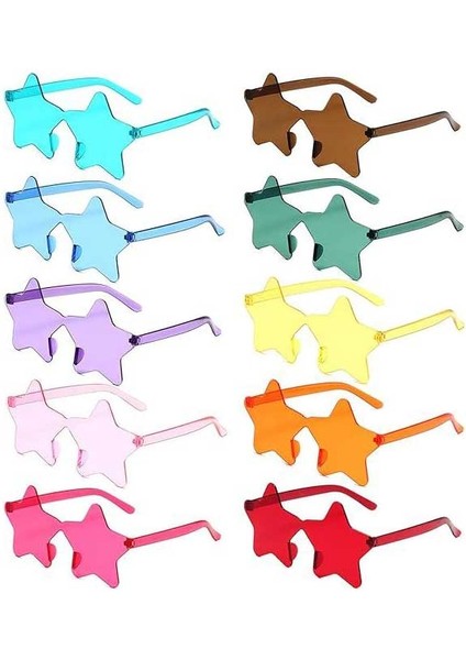Yıldız Şekilli Çerçevesiz Parti Gözlüğü 6 Renk 6 Adet fiyatları