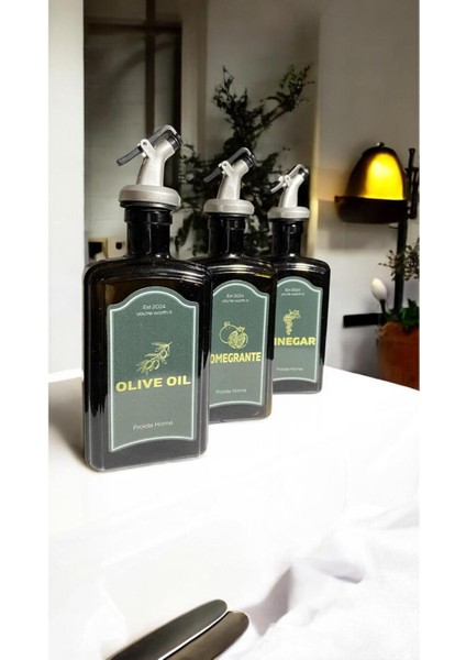 Çelik Stantlı Amber Zeytinyağı Sıvıyağ Sirke Şişesi Yağdanlık Vintage Retro 3lü Set modelleri