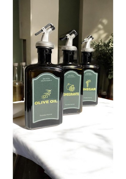 Çelik Stantlı Amber Zeytinyağı Sıvıyağ Sirke Şişesi Yağdanlık Vintage Retro 3lü Set fırsatları