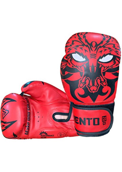 Drago Boks Eldiveni Kırmızı 16 oz Cırt Bantlı Suni Deri Malzeme ile Üretilmiştir