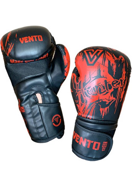Hunter Boks ve Kick-Boks Eldiveni Kırmızı Pu Malzeme ile Cırt Bantlı 10 oz