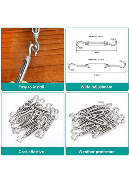 12 Paket M4 Kanca ve Kablo Teli Halat Gerilimi Için Hook Turnaz, 304 Paslanmaz Çelik Tel Halat Gerilim (Yurt Dışından) fırsatları