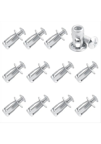 12 Pcs Içi Boş Kapı Ankraj Vidaları Set Içi Boş Metal Boşluk Sabitleme M6 Jack Somunlar Ekler Fındık Taç Çelik Boru Için Taç Somun (Yurt Dışından)