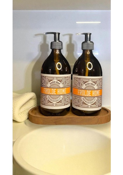 Home Ahşaplı 2'li Amber Cam Sıvı Sabun Bulaşık Deterjanı Şişesi Sabunluk fiyatları