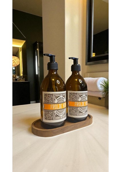 Home Ahşaplı 2'li Amber Cam Sıvı Sabun Bulaşık Deterjanı Şişesi Sabunluk fırsatları