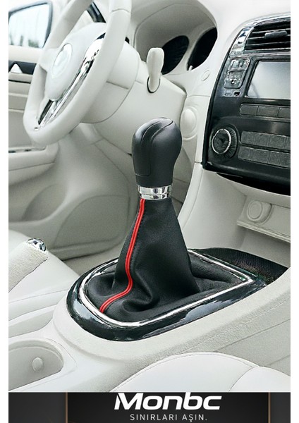 Dacia Dokker Siyah Suni Deriden Üretilen Kaliteli ve Dayanıklı Kırmızı Şerit Vites Körüğü