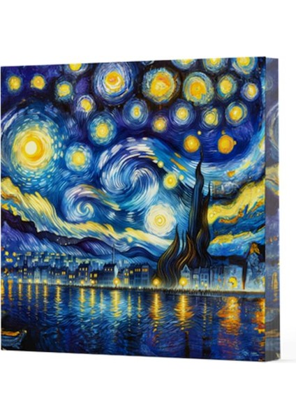 Van Gogh 7 Yıldızlı Gece - Çizgisiz Yan Boyamalı Defter