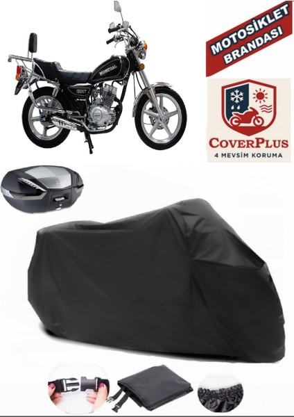 Mondial 125 Kt Siyah Arka Çanta Uyumlu Motorsiket Brandası Motor Örtüsü Çadır Su Geçirmez Motosiklet Kılıfı Motor Brandası