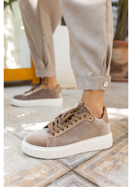 Sandy Kadin Vızon Suet Kadıfe Eva Taban Sneaker fiyatları