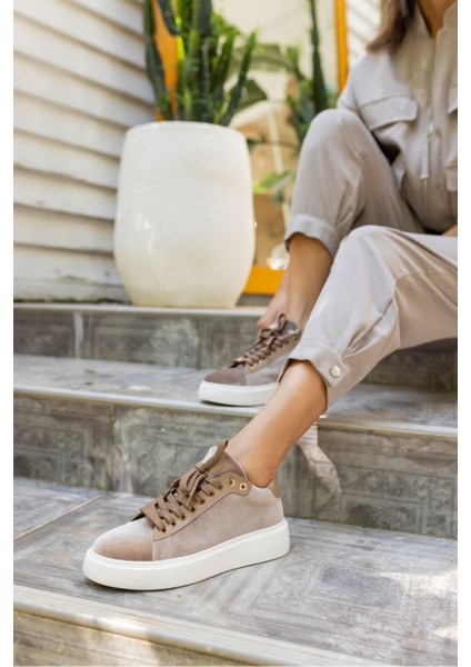 Sandy Kadin Vızon Suet Kadıfe Eva Taban Sneaker modelleri