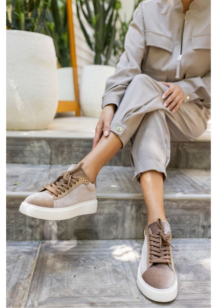Sandy Kadin Vızon Suet Kadıfe Eva Taban Sneaker fırsatları
