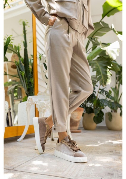Sandy Kadin Vızon Suet Kadıfe Eva Taban Sneaker
