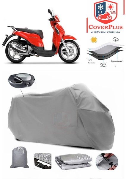 Aprilia Scarabeo 200 Arka Çanta Uyumlu (Gri) Motorsiket Brandası Motor Örtüsü Çadır Su Geçirmez Motosiklet Kılıfı Motor Brandası