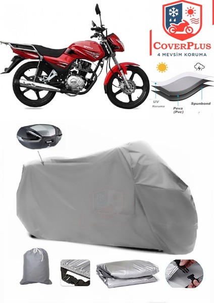 Yuki Forza 170 Arka Çanta Uyumlu (Gri) Motorsiket Brandası Motor Örtüsü Çadır Su Geçirmez Motosiklet Kılıfı Motor Brandası