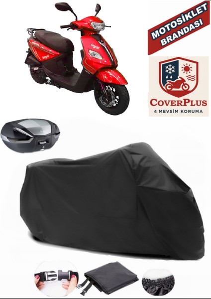 Kral Motor Kr-44 Loyal 50 Siyah Arka Çanta Uyumlu Motorsiket Brandası Motor Örtüsü Çadır Su Geçirmez Motosiklet Kılıfı Motor Brandası