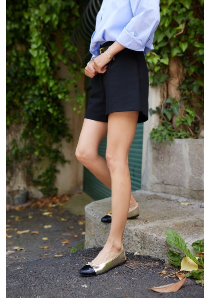 Silvas Kadın Siyah Gercek Deri Pisi Babet