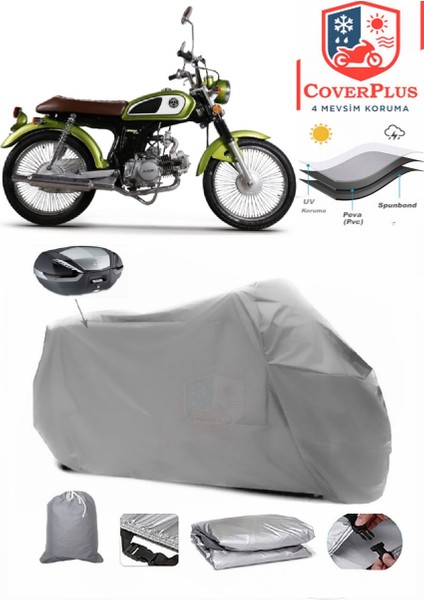 Kuba Rx9 50 Motor Brandası Gri Arka Çanta Uyumlu Motorsiket Brandası Motor Örtüsü Çadır Su Geçirmez Motosiklet Kılıfı Motor Brandası