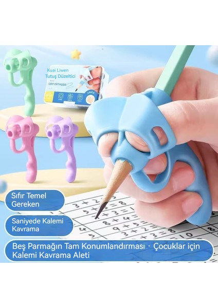 İlkokul öğrencileri için 5 adet beş parmaklı kalem tutucu (Yurt Dışından) fiyatları