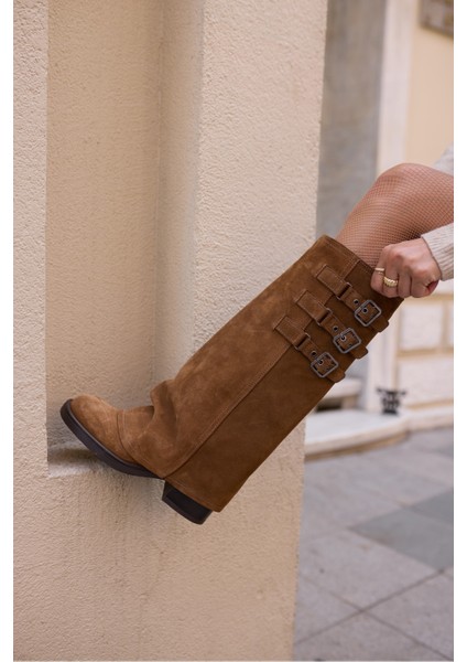 Jakup Kadın Kahverengi Gercek Deri Suet Çizme fırsatları