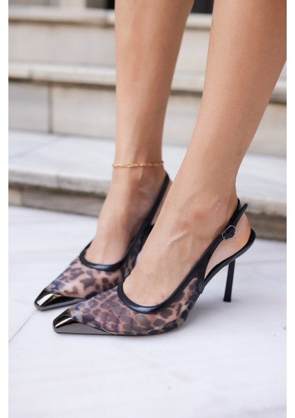 Leno Kadın Bordo Tul Detay Burun Demırlı Sandalet