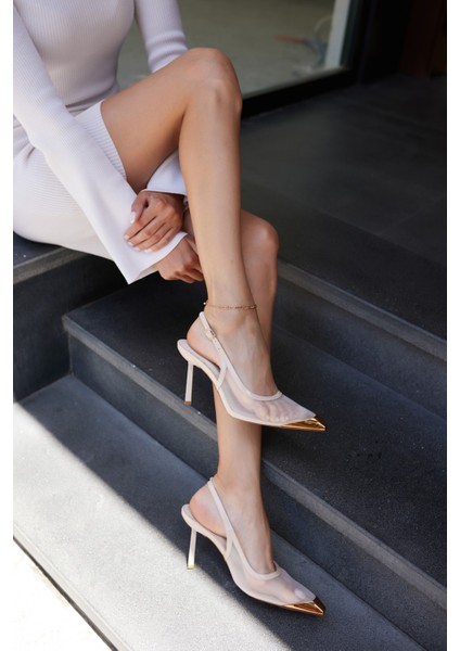 Leno Kadın Bordo Tul Detay Burun Demırlı Sandalet