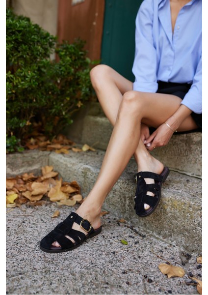 Careas Kadın Kahve Gercek Suet Terlik