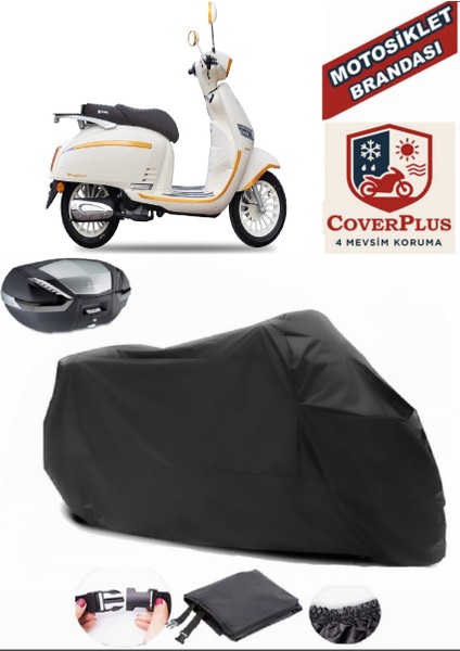 Yuki Mojito 50 Siyah Arka Çanta Uyumlu Motorsiket Brandası Motor Örtüsü Çadır Su Geçirmez Motosiklet Kılıfı Motor Brandası